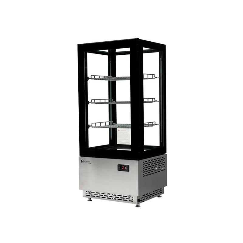 Heladera Vertical ITALY A. 4 caras Vidriadas 78 Lts(Acero y vidrio negro)- 3 Est. (452x406x966)